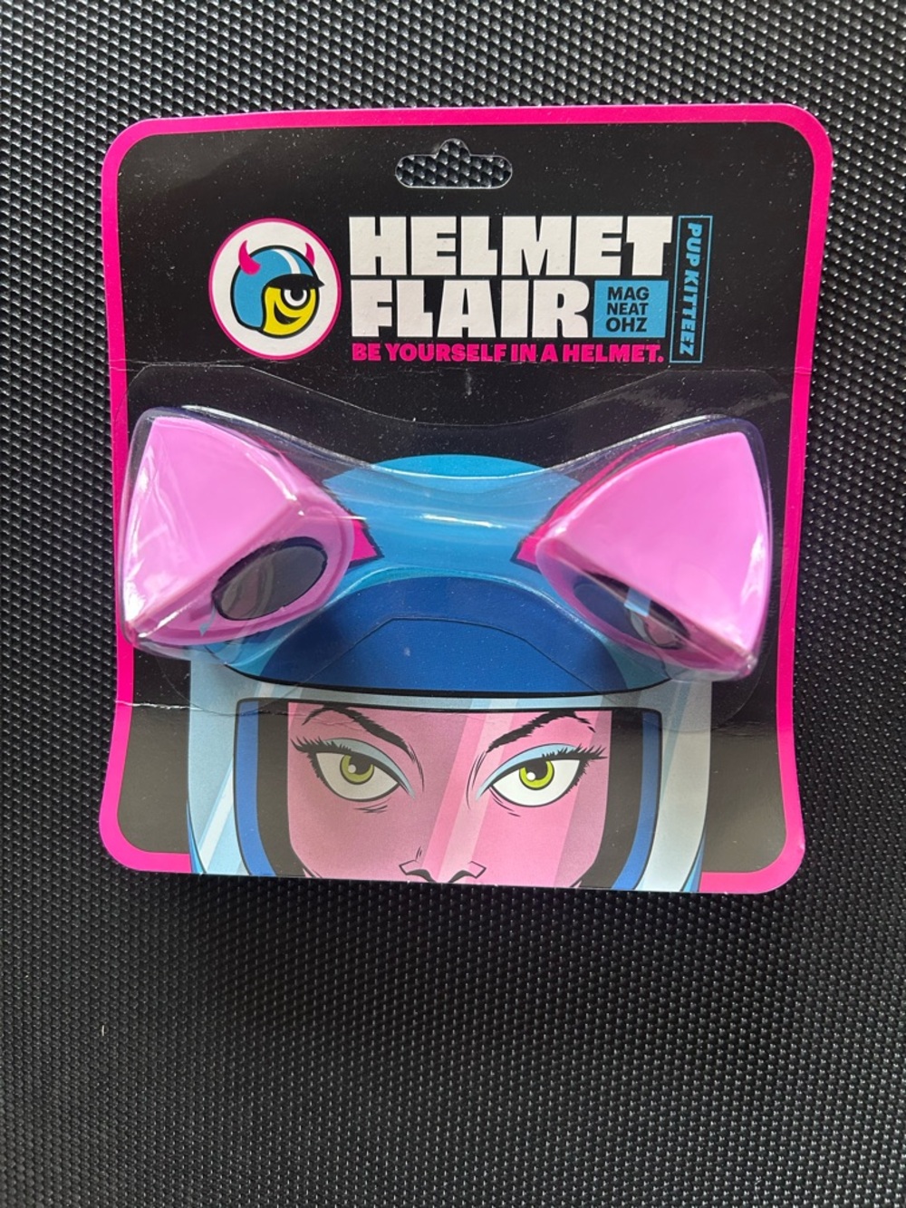 Helmet Flair magnetic Cat Ear Helmet Accessory - Pink